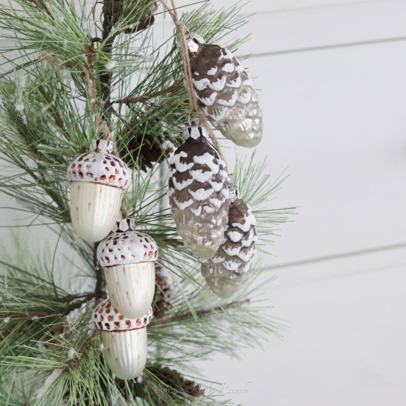 Glass Acorn Pinecone Trio Ornament