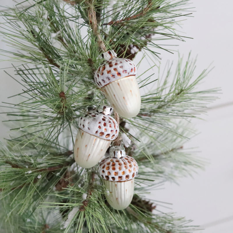 Glass Acorn Pinecone Trio Ornament