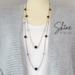 BELLAVIE Quatrefoil Black/Gold Station Necklace