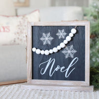 Rustic Christmas Frame With Wood Beads