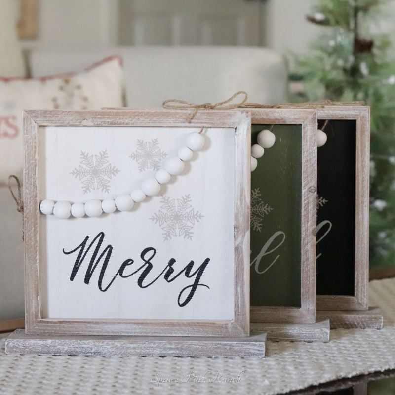 Rustic Christmas Frame With Wood Beads