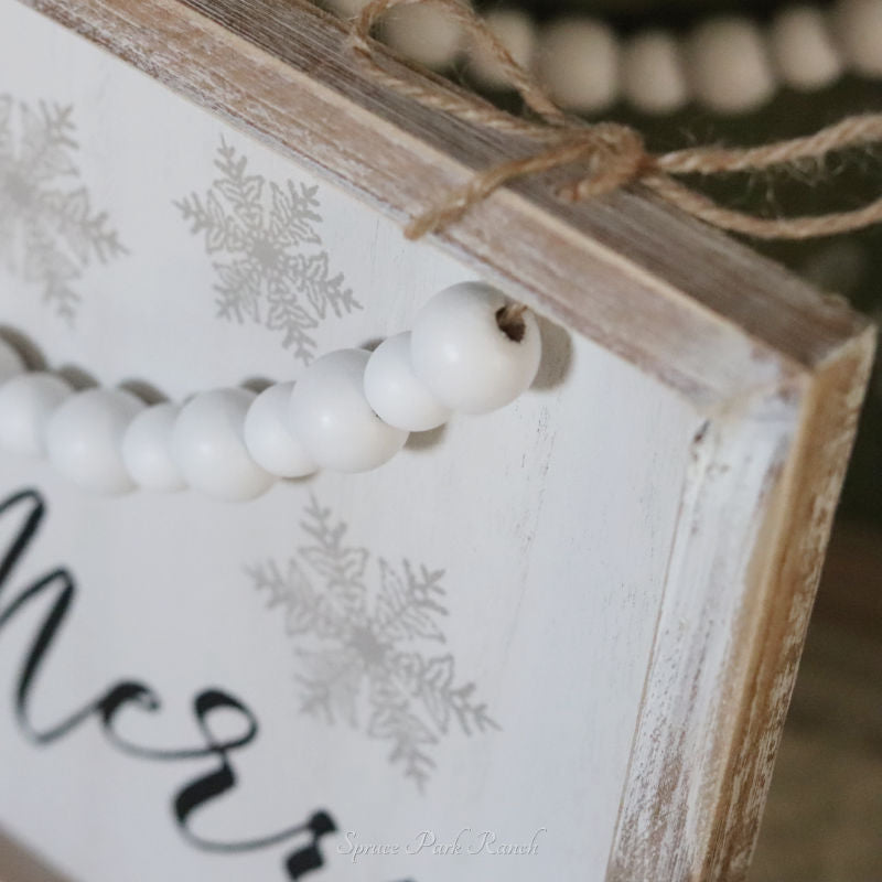 Rustic Christmas Frame With Wood Beads