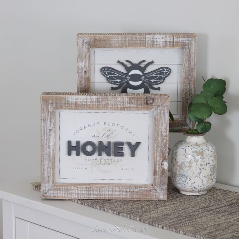 Reversible Honey and Bee Wood Sign