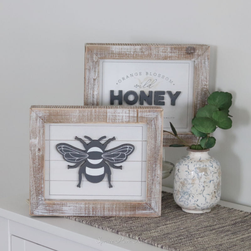 Reversible Honey and Bee Wood Sign