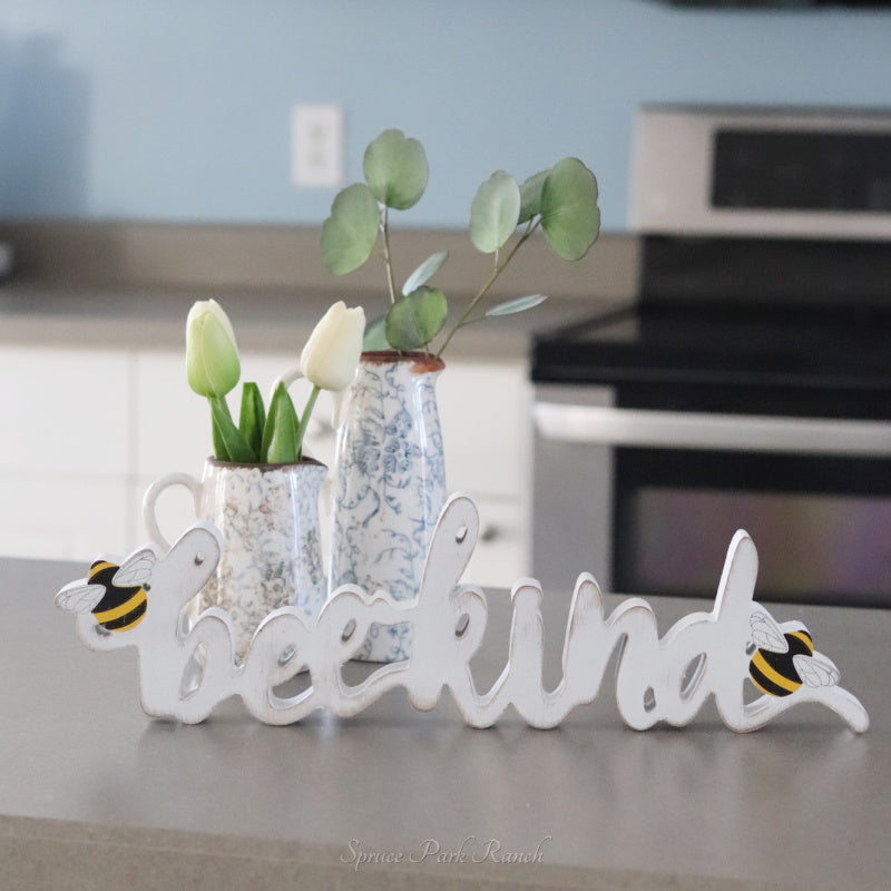 Bee Kind Wood Cutout Sign