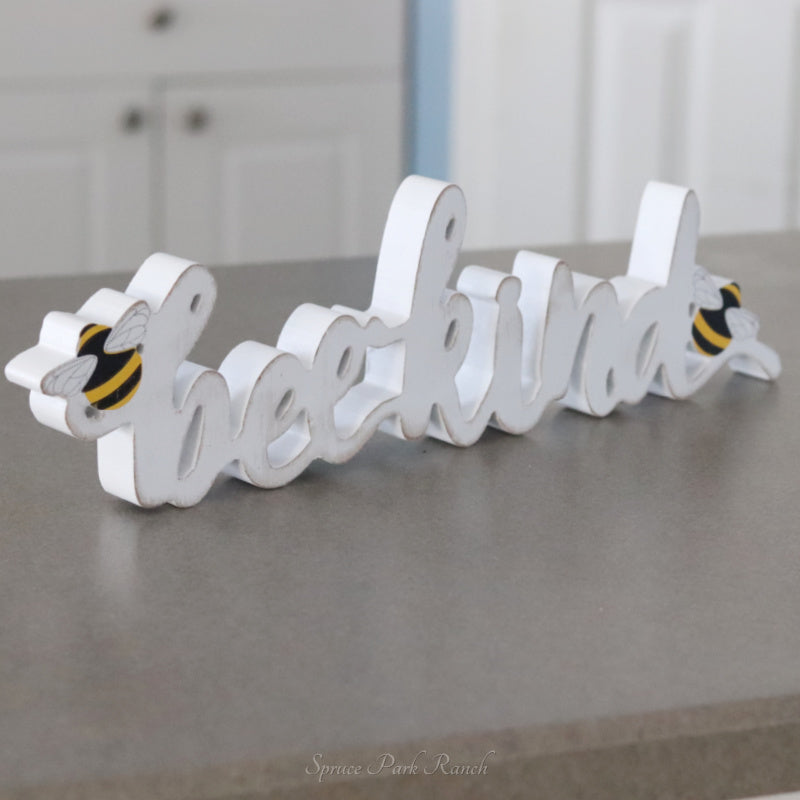 Bee Kind Wood Cutout Sign