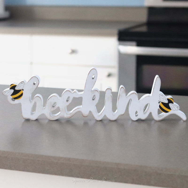 Bee Kind Wood Cutout Sign