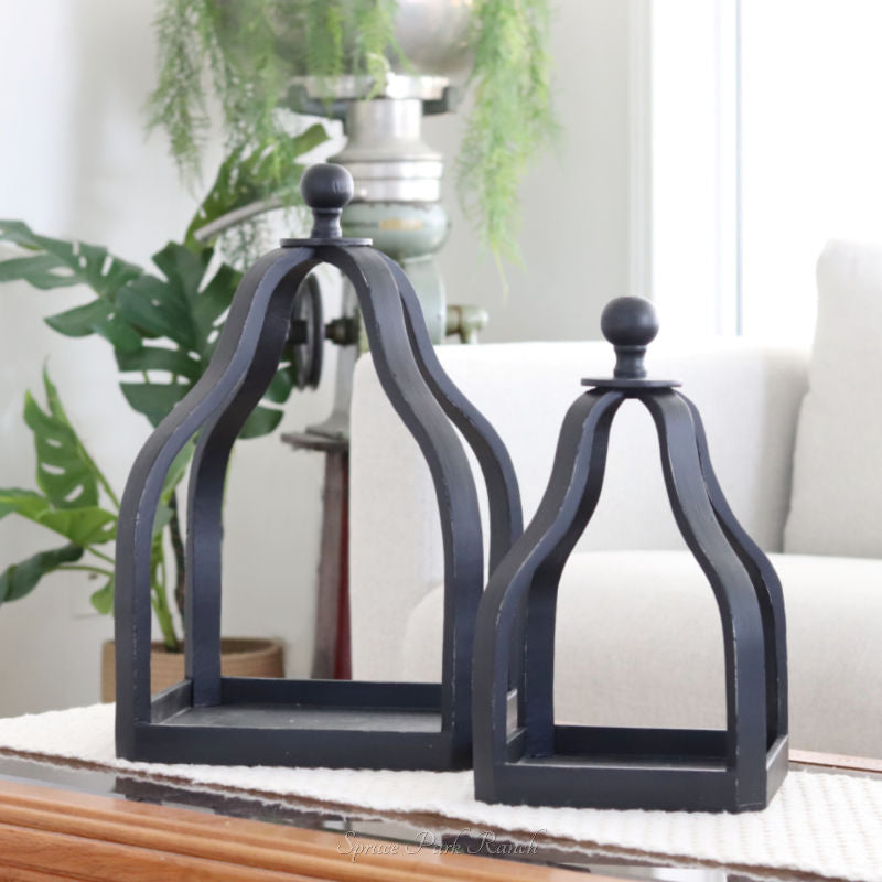 Black Wood Open Lantern