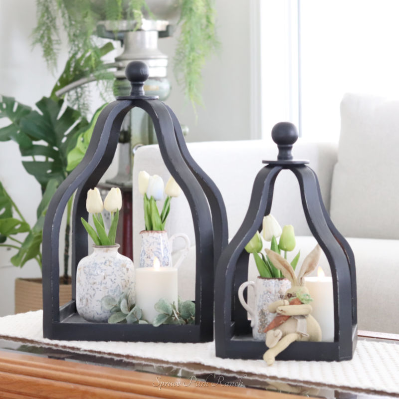 Black Wood Open Lantern