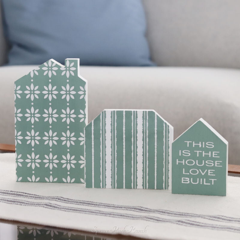 Decorative Wood Block House Set