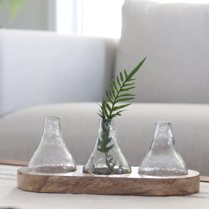 Bud Vase on Wood Tray
