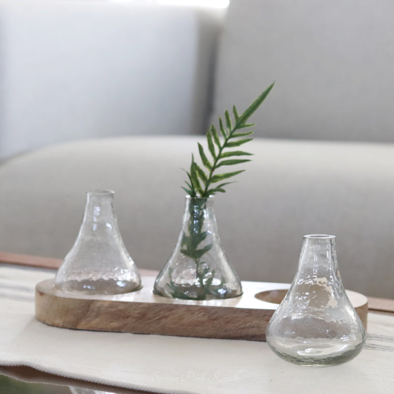 Bud Vase on Wood Tray