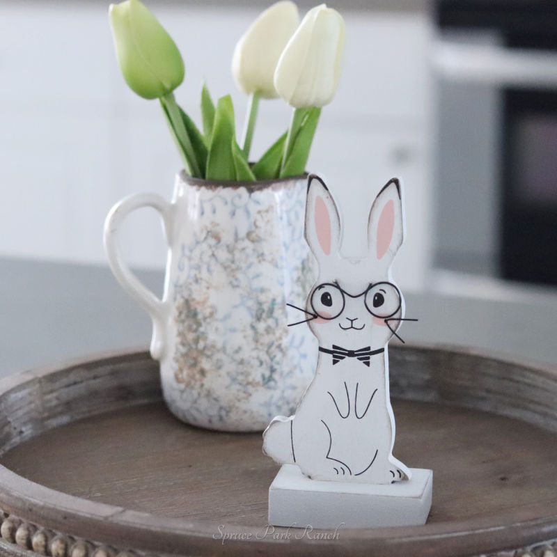 Wood Cutout Bunny on Stand