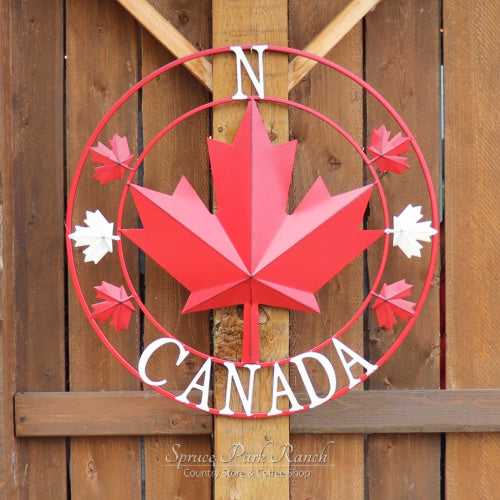 Maple Leaf Metal Compass Canada