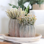 Whitewashed Orange and Green Cement Pumpkin Pot Tall