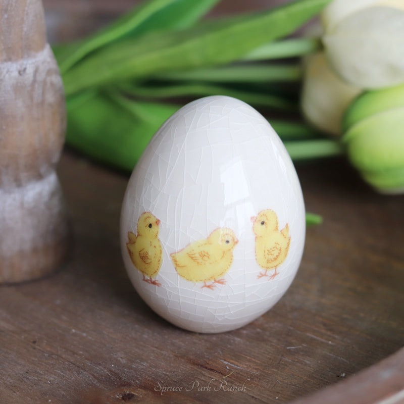 Ceramic Baby Chick Crackle Egg