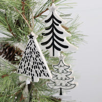 Black and White Ceramic Tree Ornament