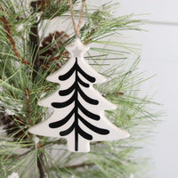 Black and White Ceramic Tree Ornament