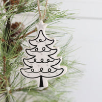 Black and White Ceramic Tree Ornament
