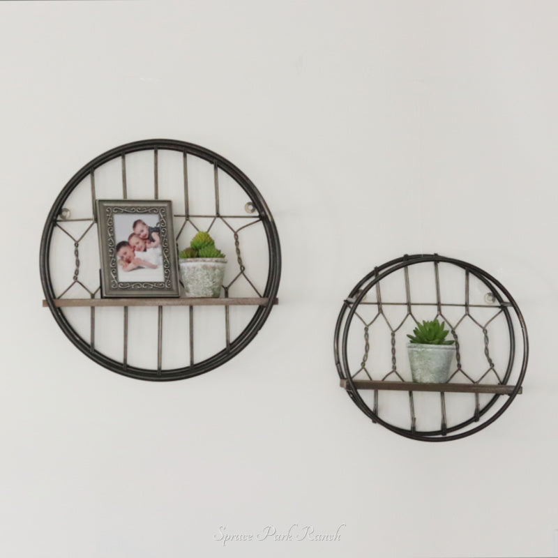 Wood and Metal Circular Shelf