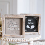Reversible Wood Boo Cuddle Weather Sign
