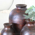 Dark Mango Wood Pot Bellied Vase