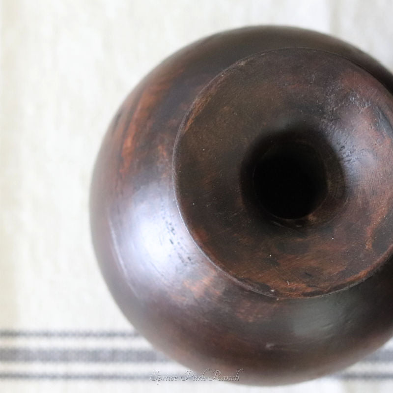 Dark Mango Wood Pot Bellied Vase