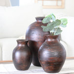 Dark Mango Wood Pot Bellied Vase