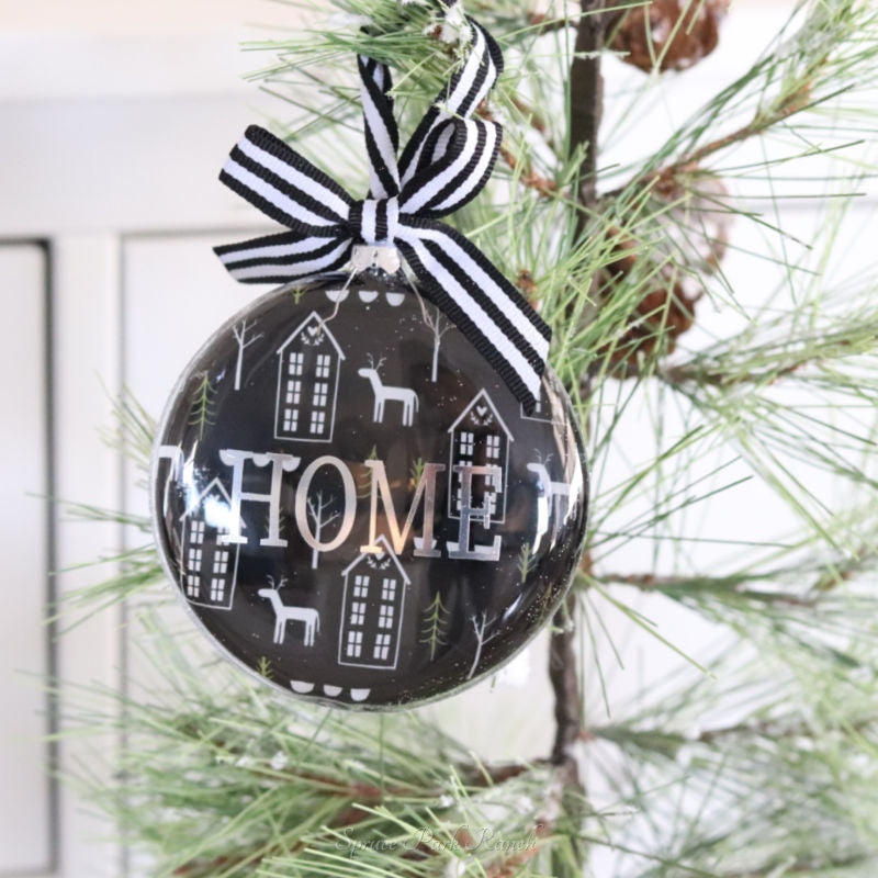 Black and Green Glass Disc Tree Ornament