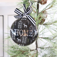 Black and Green Glass Disc Tree Ornament
