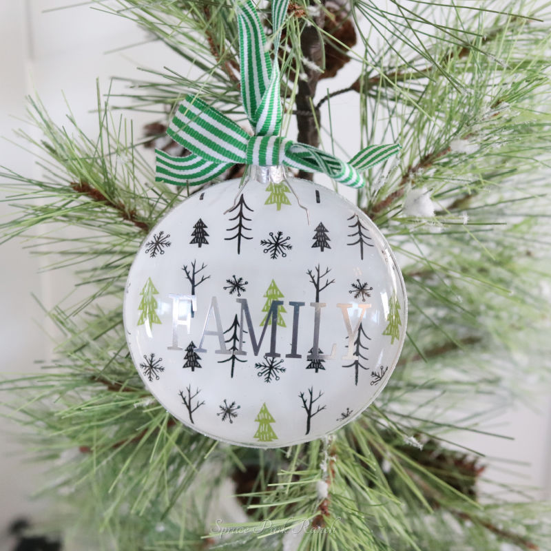 Black and Green Glass Disc Tree Ornament