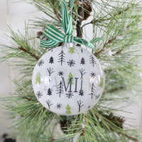 Black and Green Glass Disc Tree Ornament