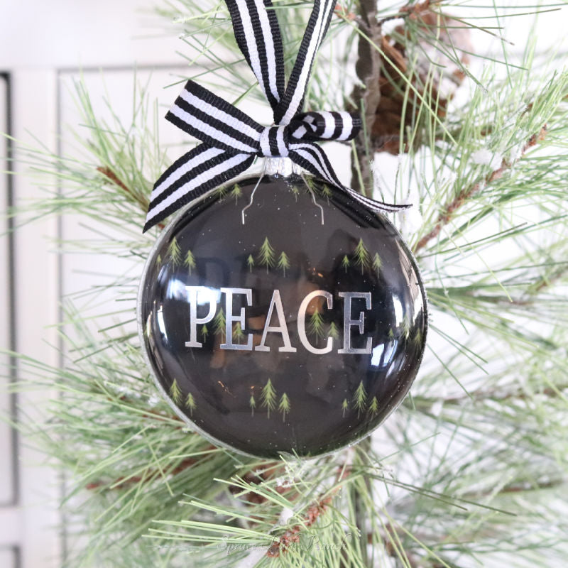 Black and Green Glass Disc Tree Ornament