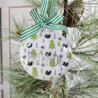 Black and Green Glass Disc Tree Ornament