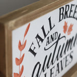 Engraved Autumn Leaves Wood Harvest Sign