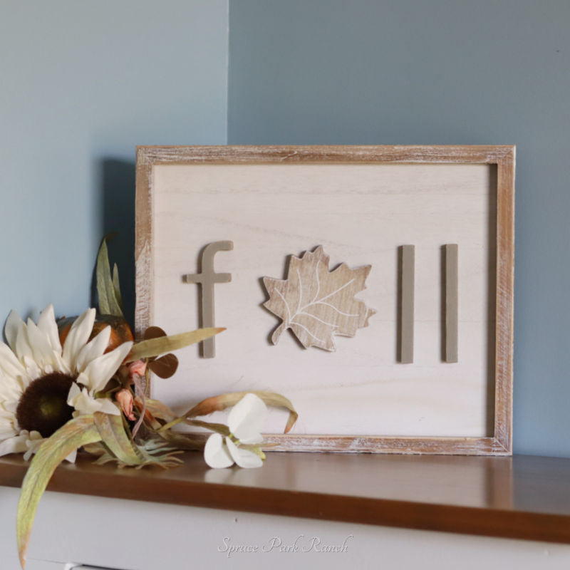 Reversible Wood Cutout Fall and Boo Framed Sign