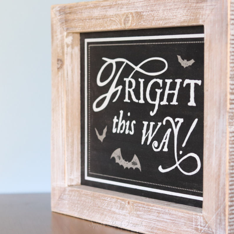 Reversible Wood Fright and Santa Sign