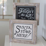 Reversible Wood Fright and Santa Sign