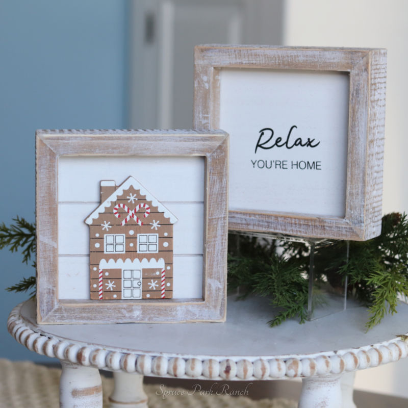 Reversible Wood Gingerbread and Relax Sign