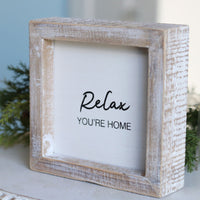 Reversible Wood Gingerbread and Relax Sign