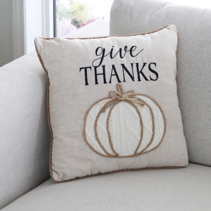 Give Thanks Pumpkin Pillow