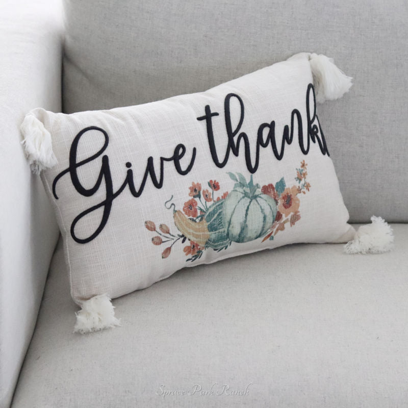 Give Thanks Harvest Tassel Pillow