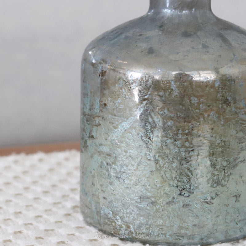 Antique Matte Blue Glass Bottle Vases