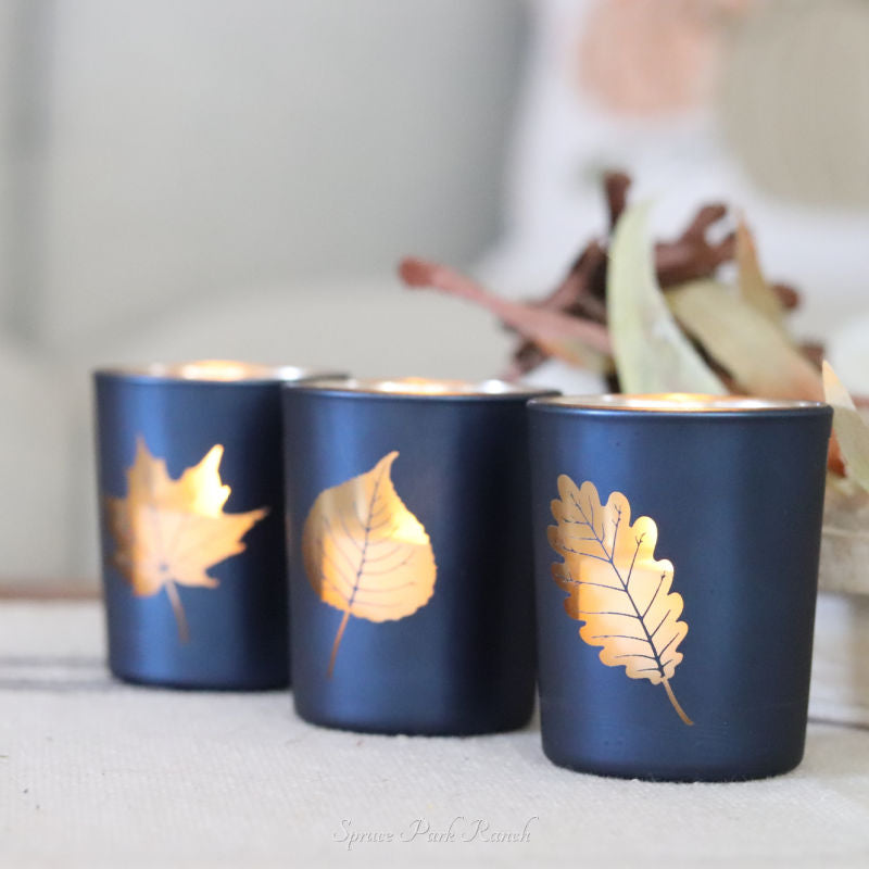 Gold Leaf Votive Holder Set