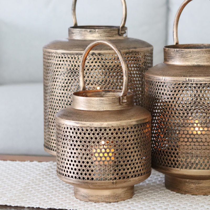 Gold Mesh Metal Lantern