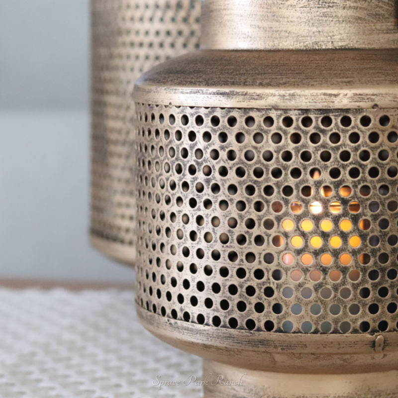 Gold Mesh Metal Lantern