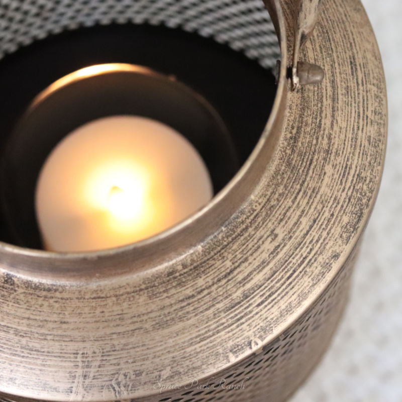 Gold Mesh Metal Lantern