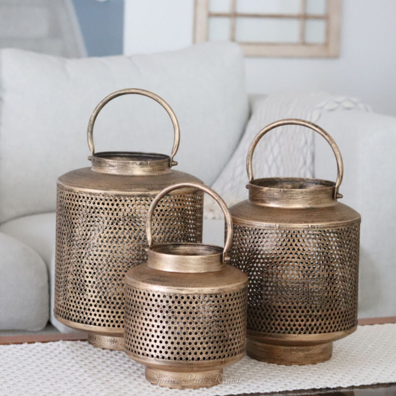 Gold Mesh Metal Lantern