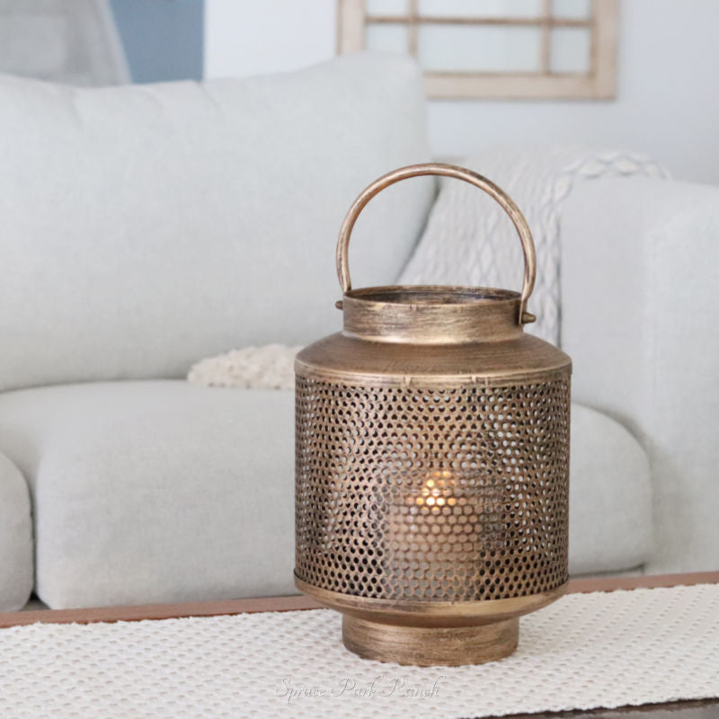 Gold Mesh Metal Lantern