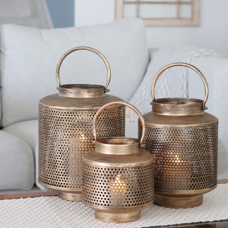Gold Mesh Metal Lantern